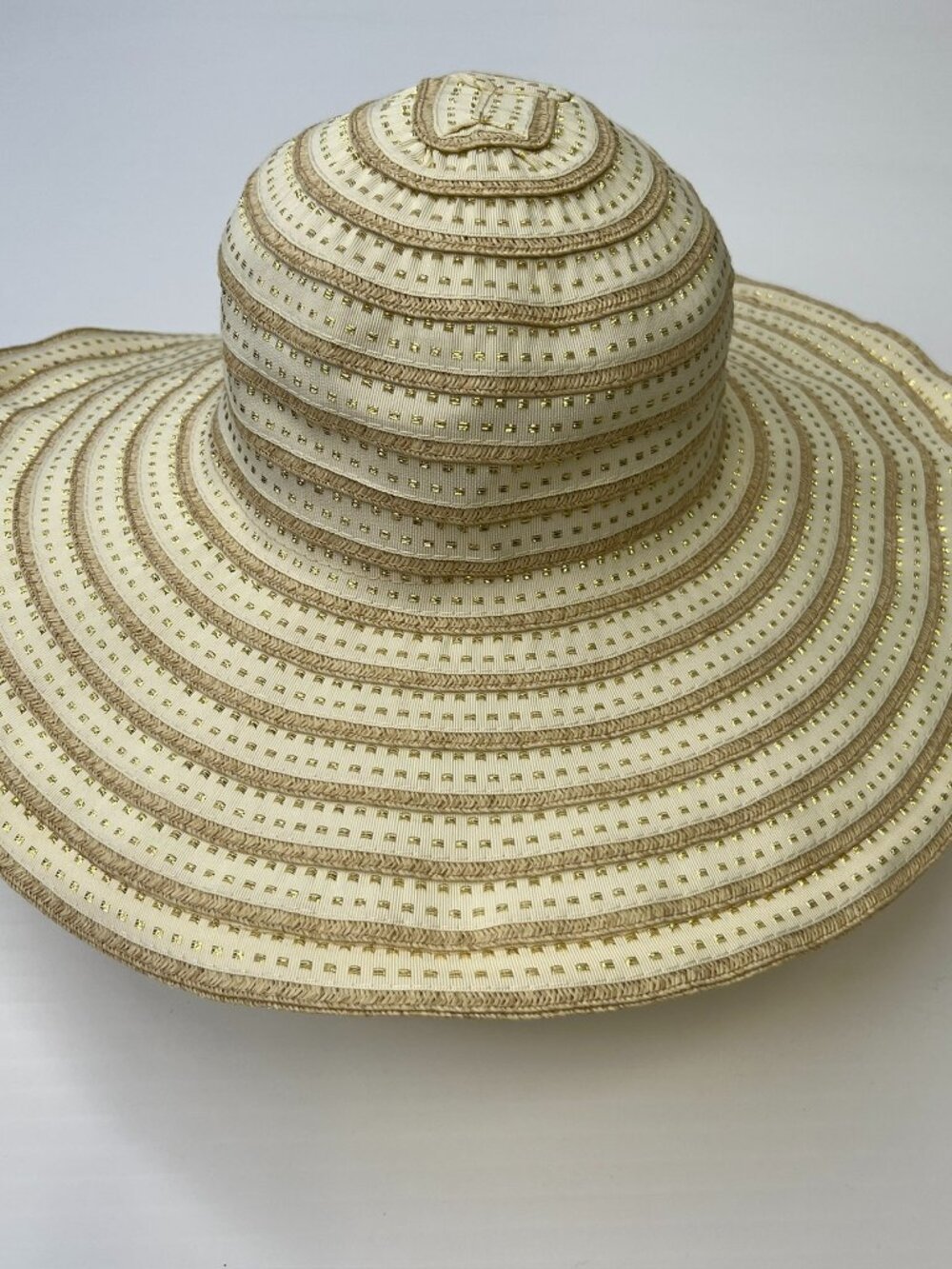 Riviera Hat Women One Size Floppy Wide Sun Beach Resort Metallic Cruise Party Ne